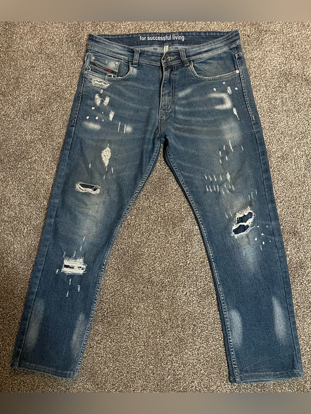 Diesel Men’s Distressed Blue Skinny Jeans (Made in Italy)